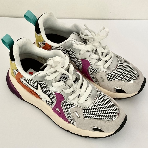 New W6YZ Sarah Mesh and Suede Women"s Lace-Up Sneakers Fits Size 7 - Picture 2 of 14